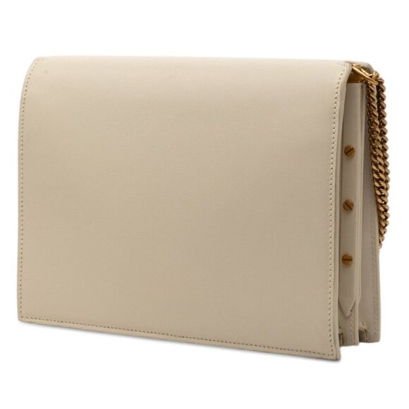 Saint Laurent Cassandra YSL Logo Chain Shoulder Bag Ivory Leather - Picture 2 of 6